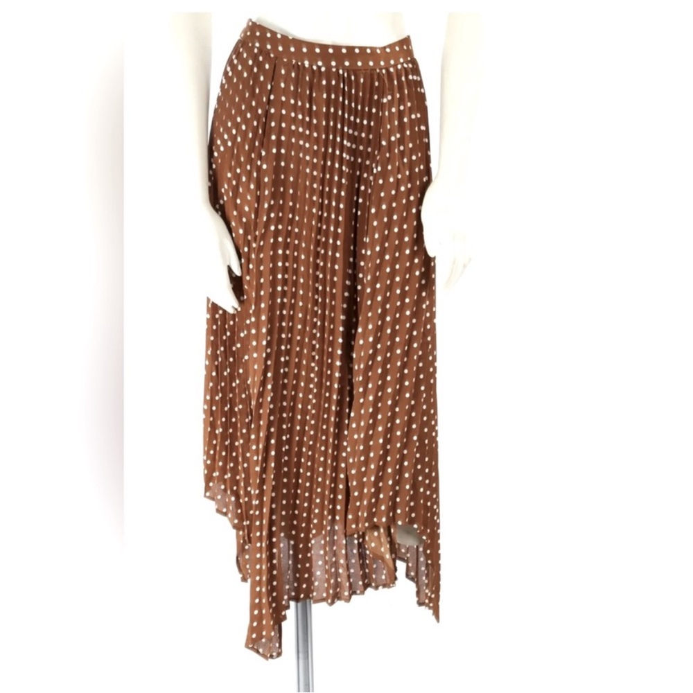 Zara Brown Asymmetrical Polka Dot Skirt